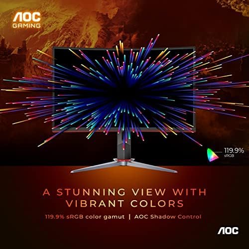 AOC C27G2Z 27" Curved Frameless Ultra-Fast Gaming Monitor, FHD 1080p, 0.5ms 240Hz, FreeSync, 2x HDMI 2.0, 1x Display Port, Height Adjustable, Xbox PS5 Switch Ready, 3-Year Zero-Bright-Dot