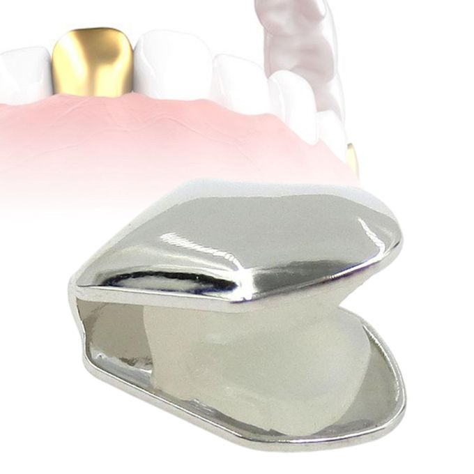 Single Tooth CAPs Hip Hop Grills For Teeth Mouth Video Party Silver