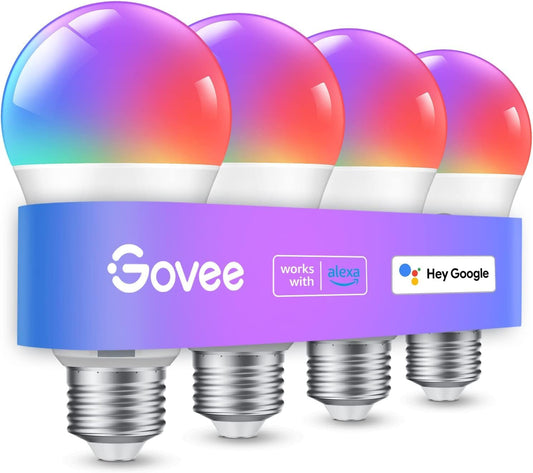 Govee Smart Light Bulbs, Color Changing Light Bulb, Work with Alexa and Google Assistant, 16 Million Colors RGBWW, WiFi & Bluetooth LED Light Bulbs,...